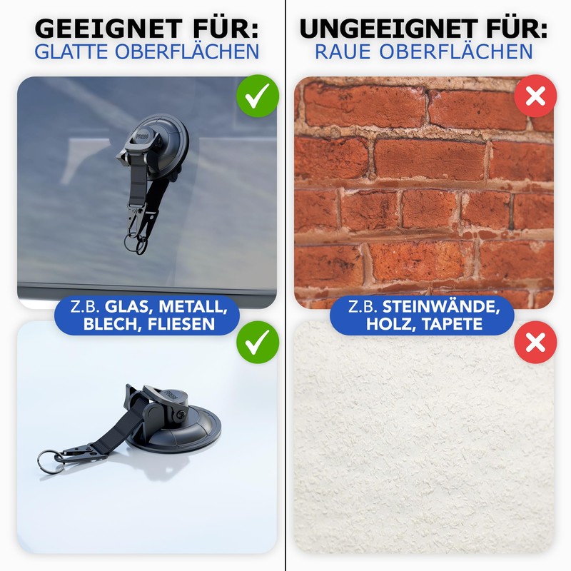 LAINFELD Suction Cup Hooks, Set of 2 with Lobster Clasp