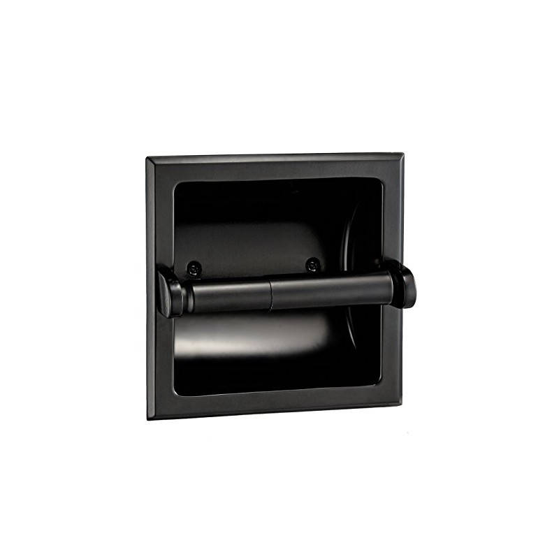 Designers Impressions Black Recessed Toilet/Tissue Paper Holder All Metal Contruction
