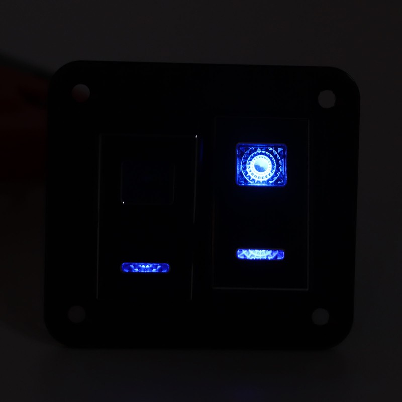 2 Gang Rocker Switch Panel Waterproof ON OFF Blue Backlit