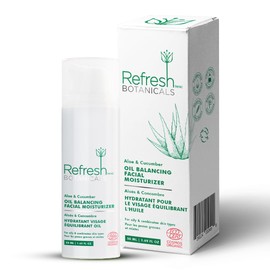 Refresh Botanicals Refresh Botanicals Oil Balancing Facial Moisturizer | With Aloe & Cucumber | For Oily Skin | ECOCERT COSMOS Organic | Paraben & Chemicals free