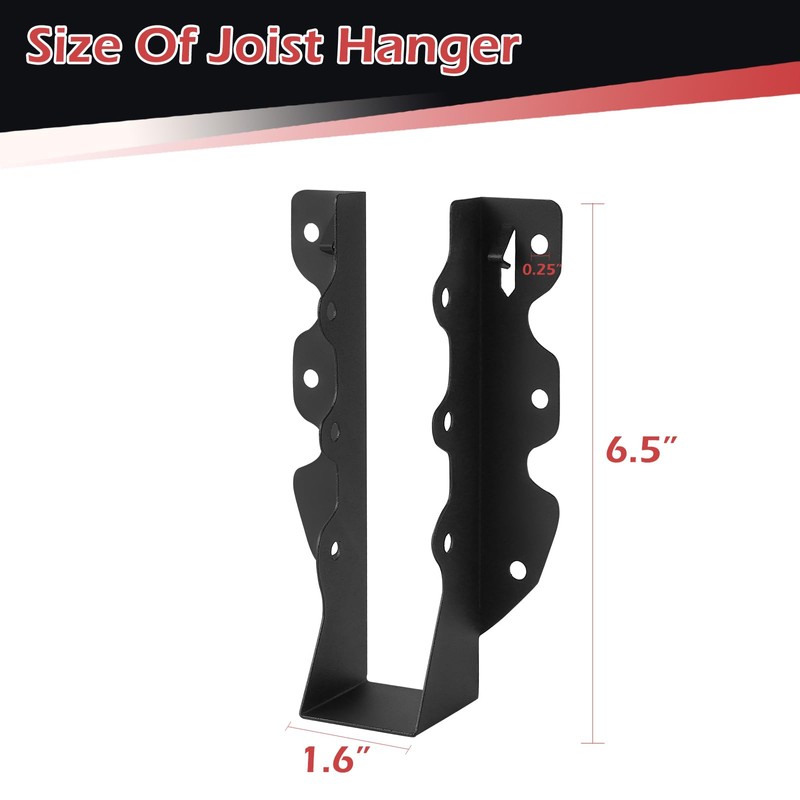 48 Pcs 2x8 Joist Hanger,Q235B Steel Black Powder Coated Face