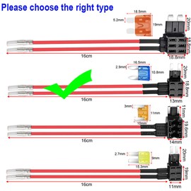 Gebildet Pack of 2 12 V/24 V Small Dual Port Fuse Tapps, Add-a-Circuit, ATM Small Piggyback Blade Fuse Holder with Double Wiring Harness, 4 Pieces (5A/10A) Fuses and Fuse Puller
