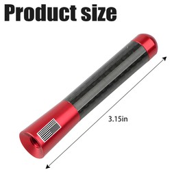 BESULEN Car Short Antenna, 3.1 Inch Carbon Fiber American Flag Aluminum Auto Radio Antenna for AM/FM Reception, Universal Replacement Car Antenna with 9 Adapters, 2 Screws, 2 Rubber Rings (Red)