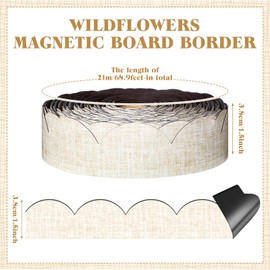 Fuutreo 68.9 ft Magnetic Bulletin Board Border for Classroom Whiteboard Magnetic Strips Magnetic Classroom Borders for Bulletin Board Roll for Chalkboard Whiteboard School(White Linen)