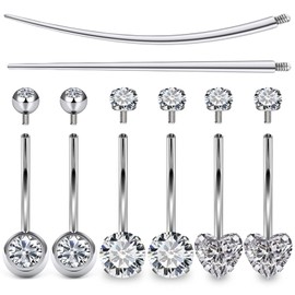 Boernfnso Internally Threaded Belly Button Rings Surgical Stee, Extra-Long & Short Simple Belly Rings, 14G Belly Piercing Jewelry,Navel Piercing Jewelry for Women Men 16mm