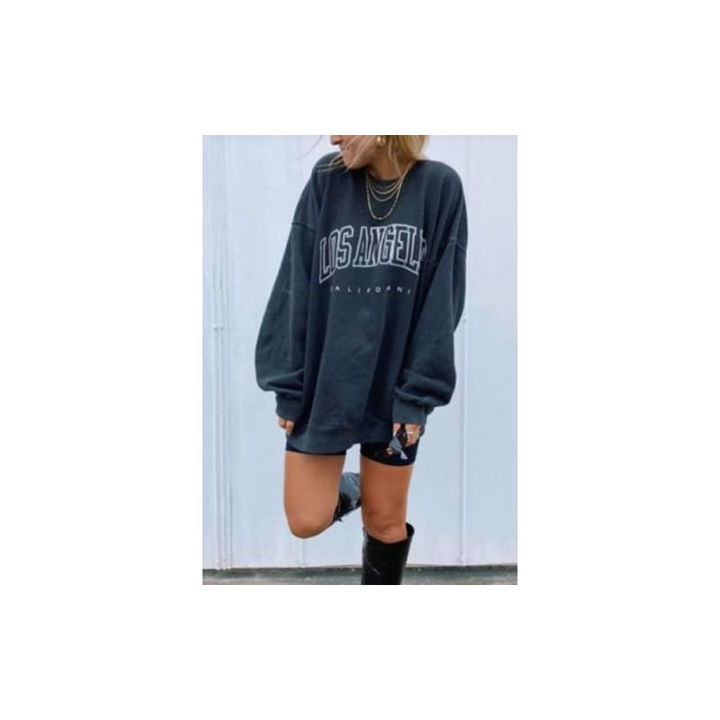 Women's Oversized Sweatshirt Los Angeles California Crewneck Long Sleeve Casual