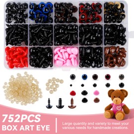 Wadukud Safety Eye Tool Auxiliary Tool, Safety Eye Snapper Tool Safety Eye Pliers for Amigurumi Crocheting with 752PCS Safety Eyes and Noses & Sizer Tools for 10-30mm Stuffed Animals Safety Eyes Doll Making Supplies (Pink)