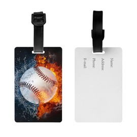 Baseball Luggage Tags for Suitcases, Small Sports Backpack Tags for Kids Boys Men Travel, Cool Bag Tag with ID Name Baggage Labels with Buckle Strap Suitcases Bag Tag (1 Pack)