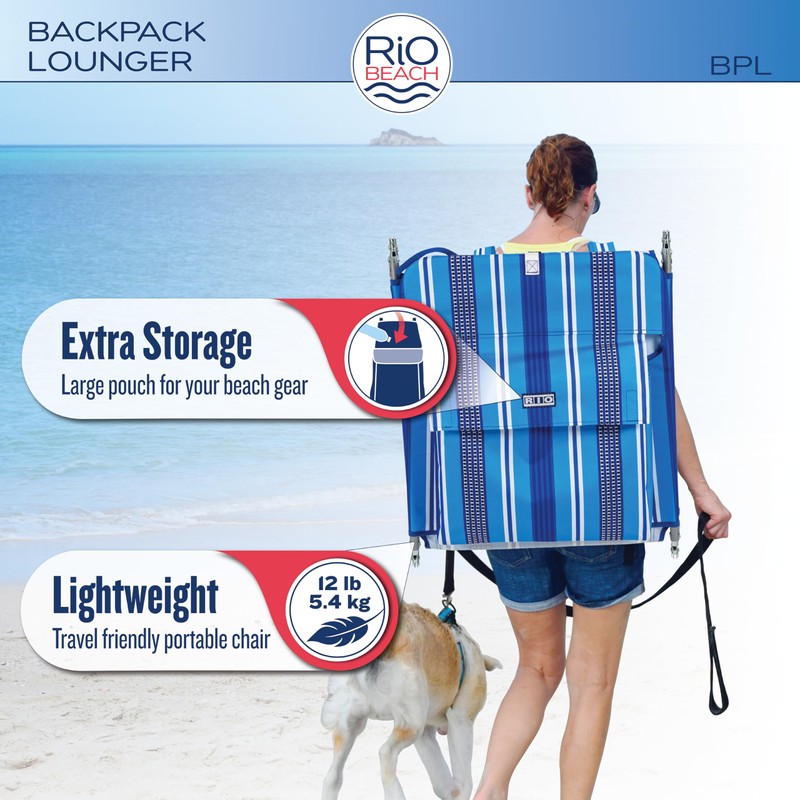 Rio Beach Portable Lay Flat Folding Backpack Beach Lounge Chair
