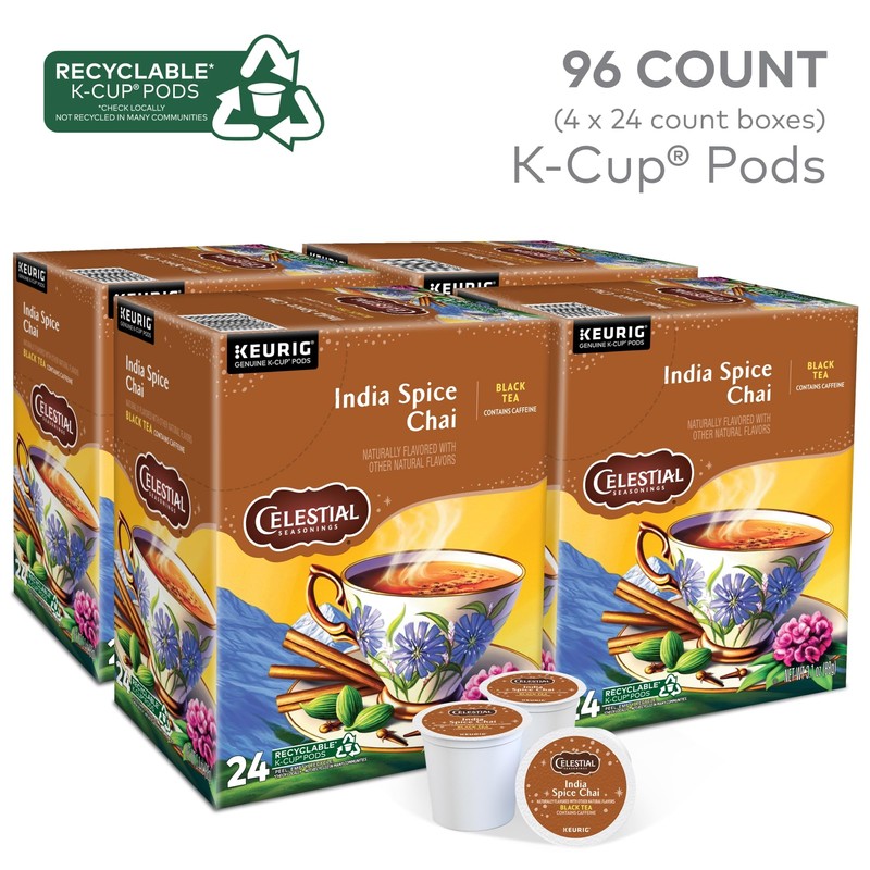 Celestial Seasonings India Spice Chai Keurig Single Serve K-Cup Pods,