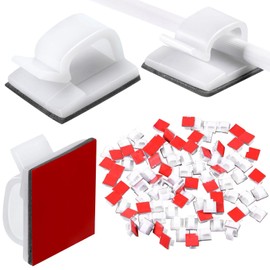 Blulu 100 Pcs Adhesive Cable Clips Bulk Wire Holder for Cord Organizer Clips Cable Management Outdoor Light Hooks for Christmas Wall String Lights Fairy Lights