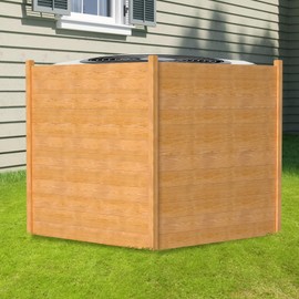 LILYPELLE 48in W x 48in H Air Conditioner Fence, 2 Panels Outdoor Wooden Fence Privacy Screen with Metal Stakes, Trash Can Pool Equipment Enclosure Outside Panels Decorative Fences