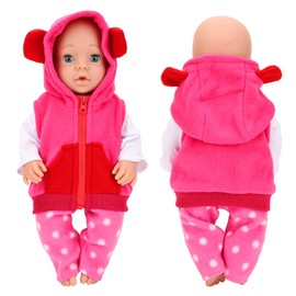 Miunana Baby Sweet Doll Clothes for 14 Inch16 Inch 17 Inch Dolls - 4 Piece Vest, Top, Pants & Hanger Set, Handmade Soft Fashion Outfit with New Born Baby 35-43 cm Dolls Girls Birthday