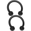 2pc Acrylic Horseshoe Circular Barbell 16 Gauge 5/16 Black Plastic