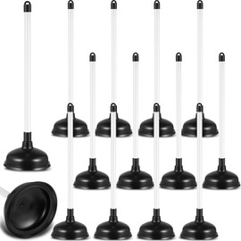 Reallnaive 12 Pack Toilet Plungers Bulk with 19.7 Inch Long Handle Force Suction Cup Rubber Plunger for Bathroom Strong Sink to Fix Clogged Toilets Drains Sinks