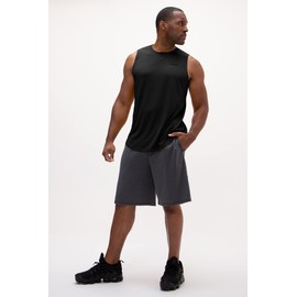 DEVOPS 3 Pack Men's Muscle Shirts Sleeveless Dri Fit Gym Workout Tank Top (X-Large, Black/Camo Grey/Blue)