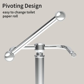 WZRUA Toilet Paper Holder Stand, Toilet Paper Holder Free Standing,Post Pivoting Design & Stable Weighted Base SUS304 Stainless Steel for Bathroom (Chrome)
