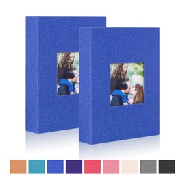 Ywlake Photo Album 4x6 100 Pockets 2 Packs, Small Mini Capacity Linen Photo Album Bulk Sets, Each Pack Holds 100 Top Loader Vertical Only Picture for Kids Boy Girls Blue