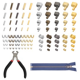 Pack of 100 Zip Repair Kit Metal Repair Kit Zip Repair with Install Pliers Zip Repair Kit for Clothes Jackets Jeans