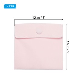 PATIKIL 5x5 Inch Jewelry Pouch, 2 Pack Soft Velvet Pouches with Snap Button Portable Storage for Rings Necklace Bracelet Earring Watch, Pink