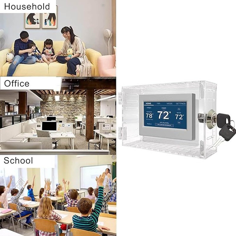 Universal Thermostat Lock Box with Key,Clear Large Thermostat Cover for