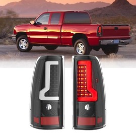 Luces traseras compatibles con Chevy Silverado 2003-2006 1500 2500 3500 2007 Classic,lente transparente LED negro lámparas de freno de repuesto trasero lado del conductor y del pasajero (blanco)