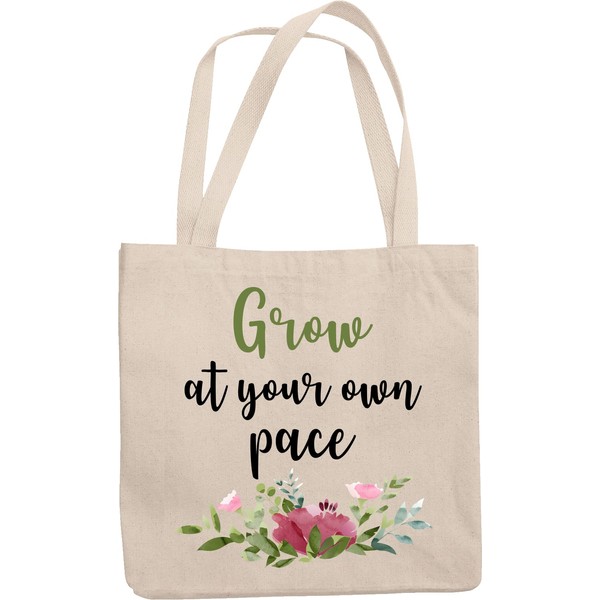 Grow at Your Own Pace Reusable Tote Bag for Motivational
