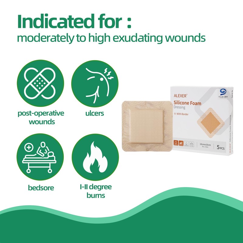 Jointown Foam Wound Dressing Bandages Silicone Adhesive Border 6 x