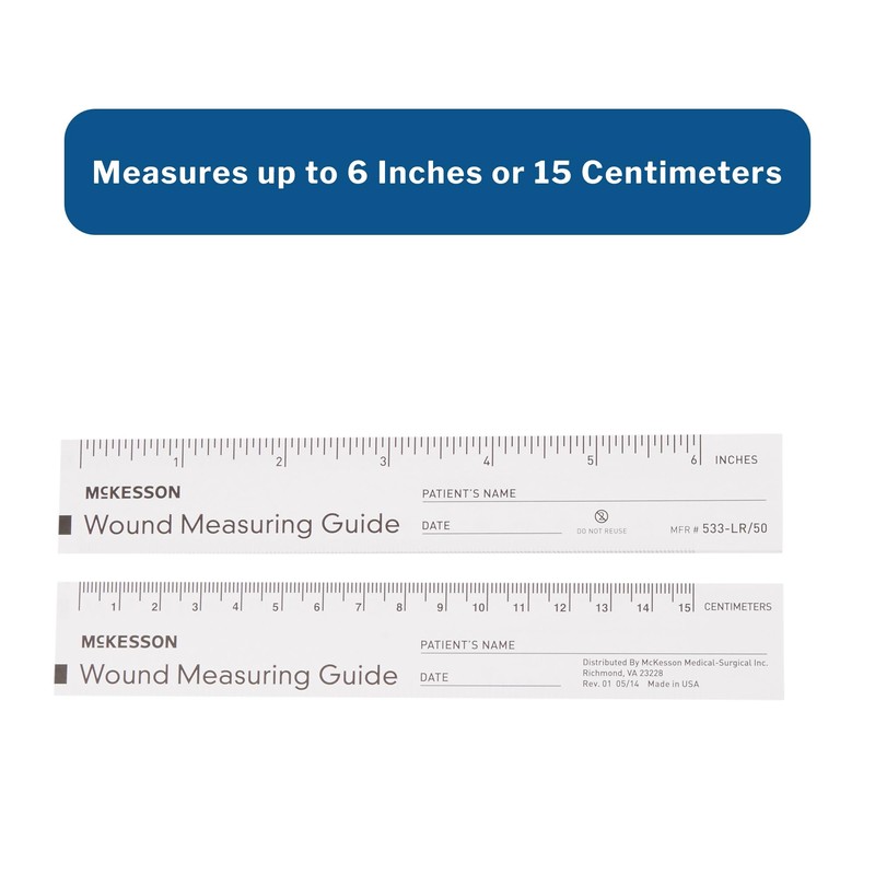 McKesson Wound Measuring Guide Ruler, Non-Sterile, Paper, 6 in, 50