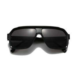 YAMEIZE Retro Double Bridge Rectangle Sunglasses for Women Men Pilot Square Vintage Glasses UV400 Protection Driving Outdoor, Black Grey