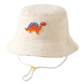 Jastore Kids Toddler Reversible Bucket Hat Baby Boys Girls Sun Hat Fishing Hat for Outdoor Activities Travel (US, Age, 12 Months, 24 Months, Dinosaur)