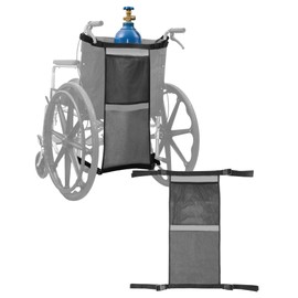 Oxygen Tank Holder for Wheelchairs, Walkers & Scooters - Reflective Straps, Quick-Release, Quick-Dry Easy-Clean - Fits D/E Small Cylinders（1, Grey)