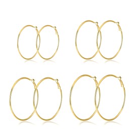 Kenivira 4 Pairs Gold Hoop Earrings for Women Large Gold Hoop Earrings Hypoallergenic Lightweight Gold Hoop Earrings Set for Women 25/35/45/55mm