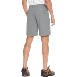 TACVASEN Mens Golf Shorts Summer Hiking Shorts 7 Inch Breathable Shorts for Men Outdoor Shorts Lightweight Spandex Cargo Shorts with 5 Zip Pocket Light Grey,30