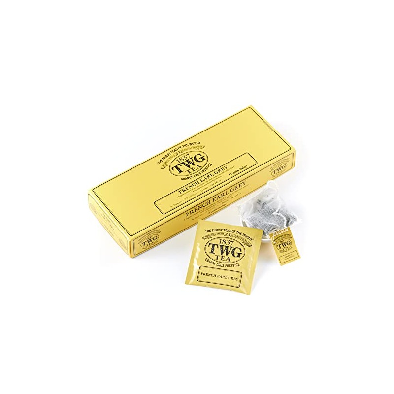 TWG Tea French Earl Grey Tea Bags, Individual Packaging, 15