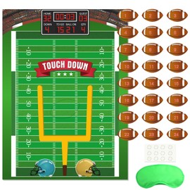 TUPARKA Pin The Football on The Goalpost, Pin The Football Game for Kids, Birthday Party Game with 24 Pcs Football Stickers