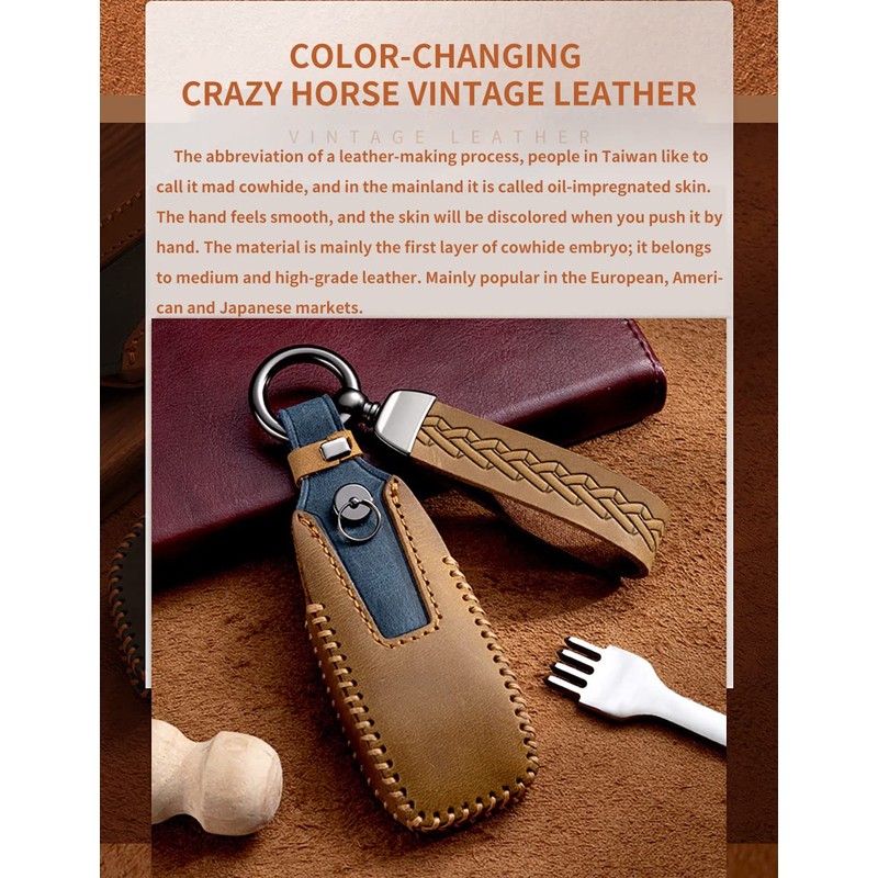 ontto Leather Car Key fob Cover fit for Mercedes A