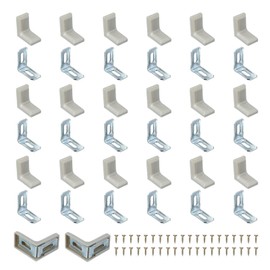 PATIKIL Metal Corner Braces, 20 Pack L-Shape Bracket Right Angle Board Holder Shelf Support with Plastic Cover and Screws for Fixing Drawer Wood Shelves Cabinet Frame, Gray