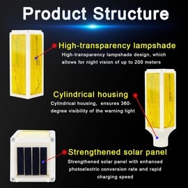 Aolyty Solar Lights Outdoor, Waterproof Driveway Markers Reflective, Warning Flash Light with 2 Lighting Modes, LED Solar Light 4 Pack for Parking Lots, Yard, Sidewalk, Stop Sign, 30 Inches (Yellow)