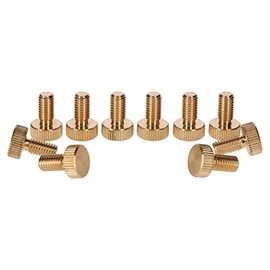 PrecisionGeek Brass M6 x 10mm (10mm dia) Flat Knurled Thumb Screws (Set of 10)