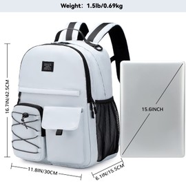 Lohol Casual Backpack for Teen Boys Girls, Water Resistant Daypack with Anti Theft Pocket for Travel School (Grey)