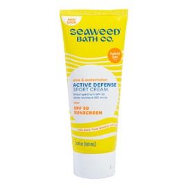 The Seaweed Bath Co. Seaweed Bath Co. Active Defense SPF 50 Sport Broad Spectrum Hybrid Sunscreen Cream, 3.4 Ounce, Sustainably Harvested Seaweed, Aloe, Watermelon