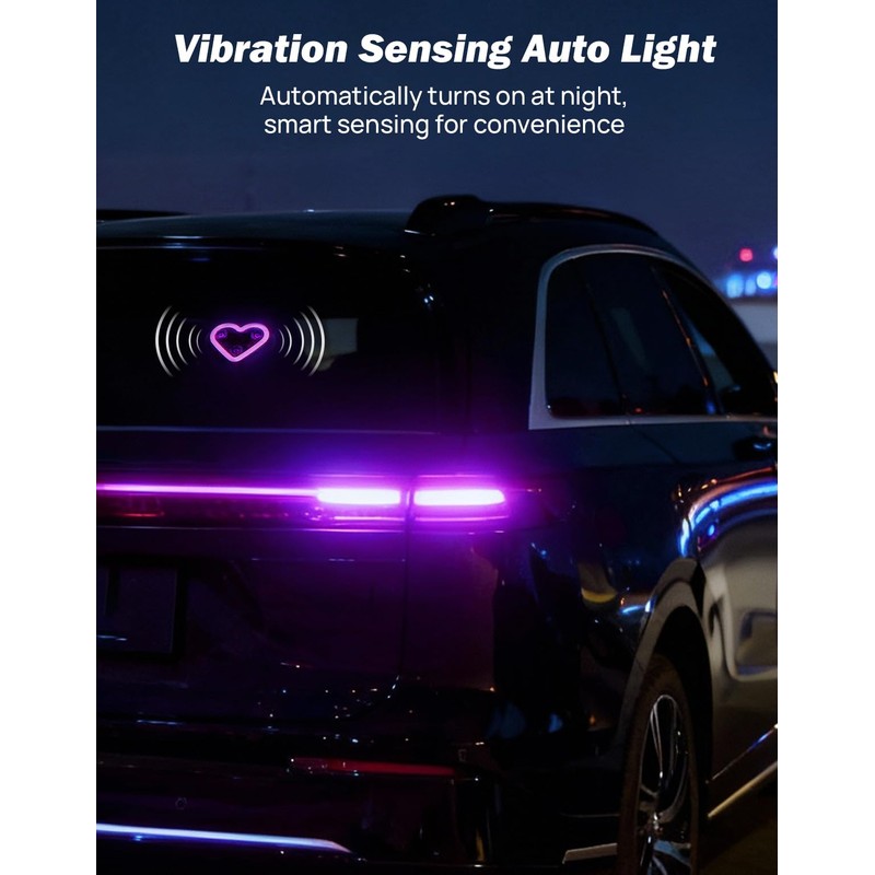 JOYTUTUS Car LED Ambient Light Solar Powered Heart Neon Light
