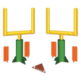 Beistle Three Dimensional Game Day Goal Post Centerpieces 2 Piece Football Decorations Sports Party Supplies, 11", Green/Yellow/Orange/Brown/White