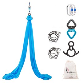 9 Yards Aerial Silks Yoga Swing Set - Aerial Yoga Hammock Kit Anti-Gravity Flying for Fitness, Low/Non Stretch Nylon Tricot Fabric Hardware Included for Dance