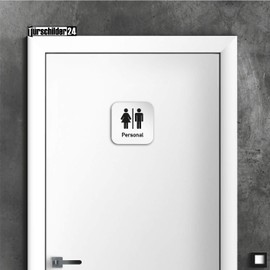 Türschilder24 Door sign of the highest class • 150 x 150 mm including invisible spacers • personnel + picto sign • made of solid aluminium • polished stainless steel look • 100% made in Germany