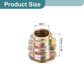 sourcing map 100Pcs Threaded Inserts, M6-1x10 Zinc Alloy Hex-Flanged Nut Threaded Inserts, Hex Socket Drive Nut Threaded Inserts Bolt Fastener Connector for Wood, Furniture Nuts