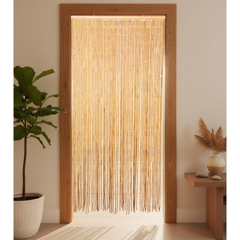 TACHILC Boho Wood Beaded Curtain for Doorways – Natural Beaded