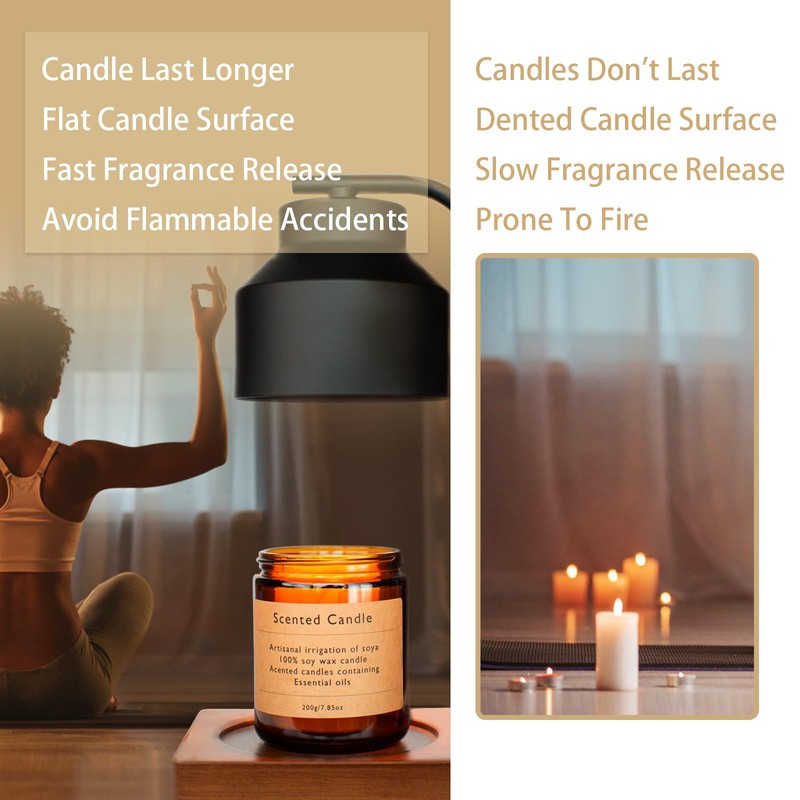 JAMZEL Candle Warmer Lamp with Timer,Dimmable Electric Candle Lamps Warmer,Home