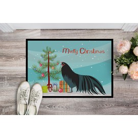 Caroline's Treasures BB9200JMAT Sumatra Chicken Christmas Doormat 24x36, Teal Front Door Mat Indoor Outdoor Rugs for Entryway, Non Slip Washable Low Pile, 24H X 36W